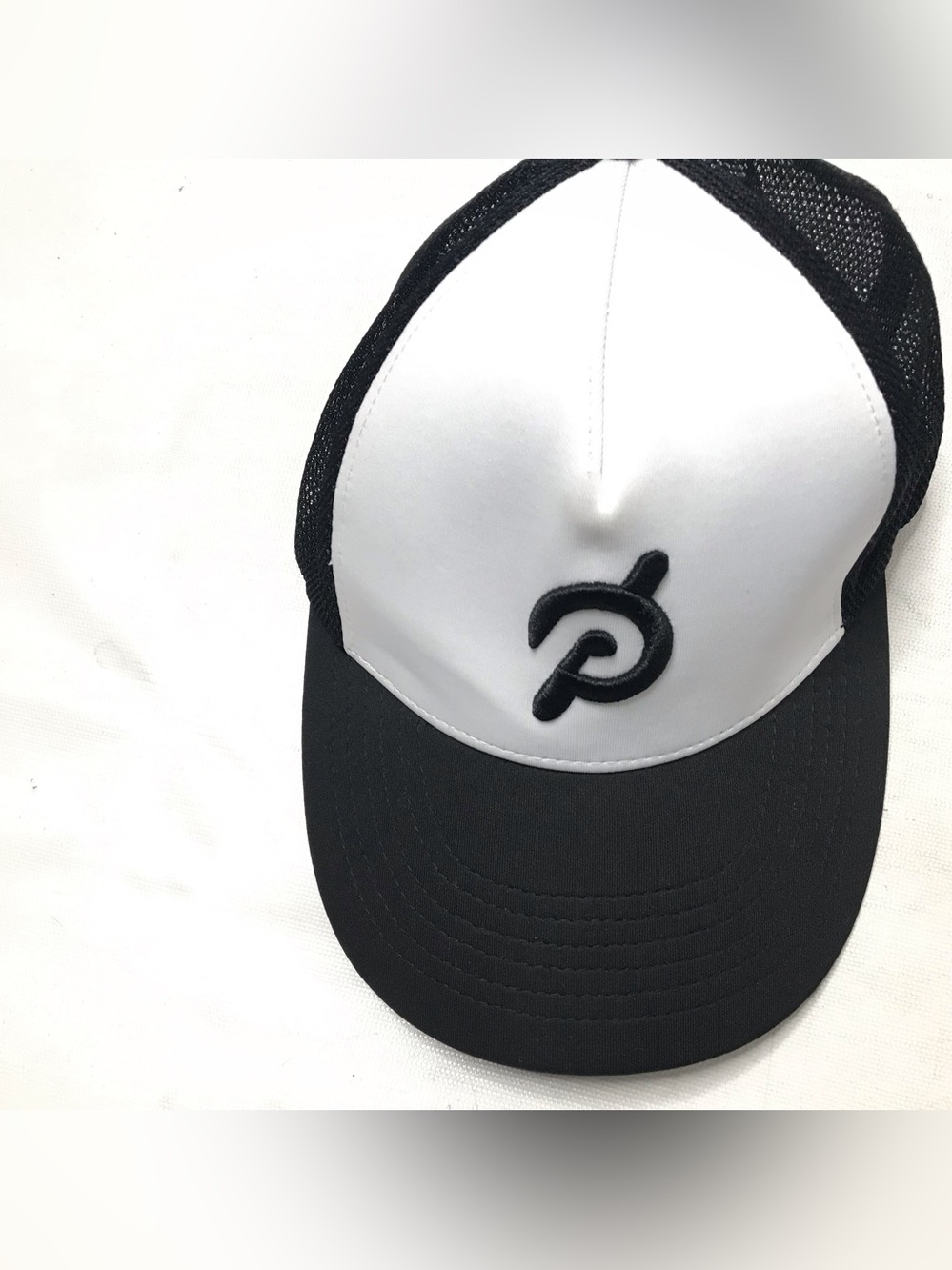 Peloton Logo Black White Trucker Hat Mesh Back Adjustable Cap Truckers Baseball